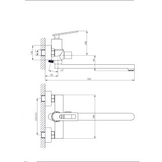 Смеситель для ванны с длинным поворотным изливом RUSH Palm (PL2530-51)